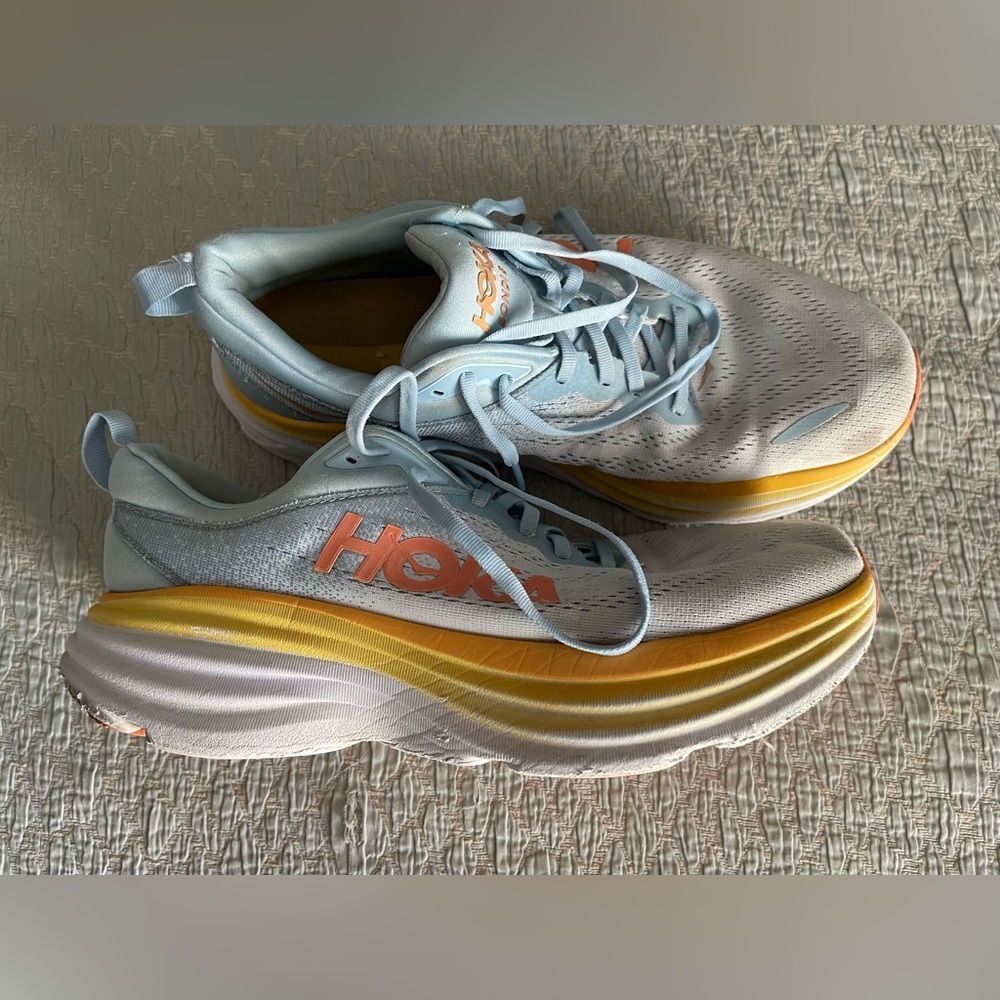 Hoka Women's Light Blue and Yellow Athletic Running Shoes